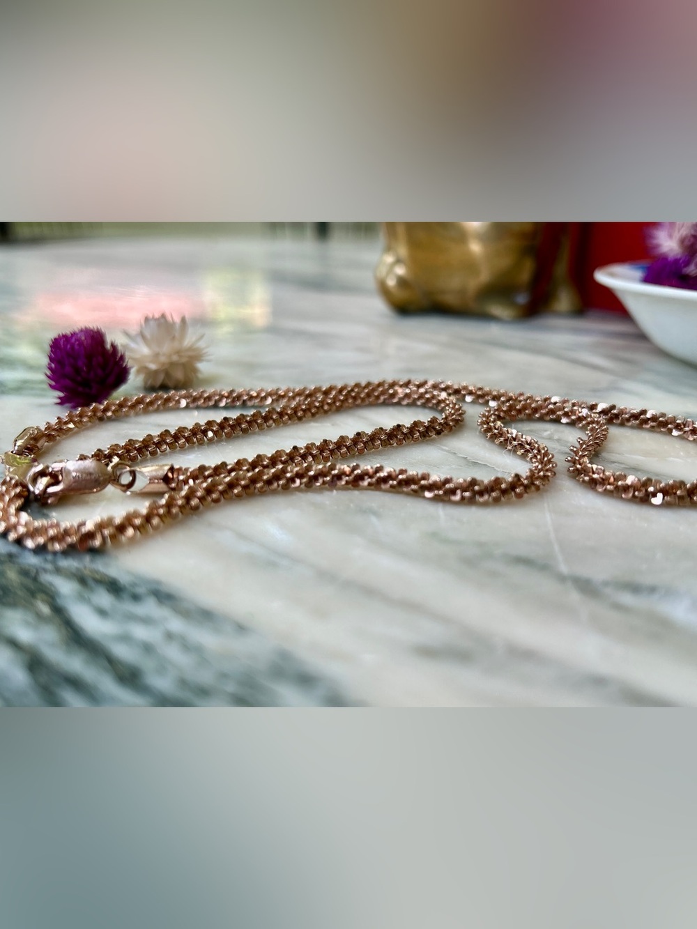 Rose Gold Silver Necklace and Bracelet Set